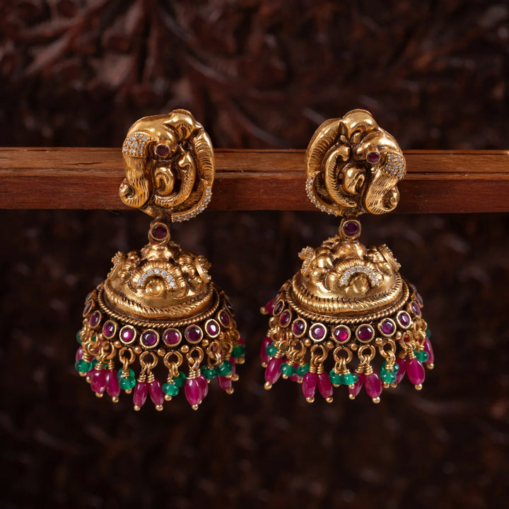 Pure 92.5 Silver,Gold Plated Anokhi Mor Jhumki