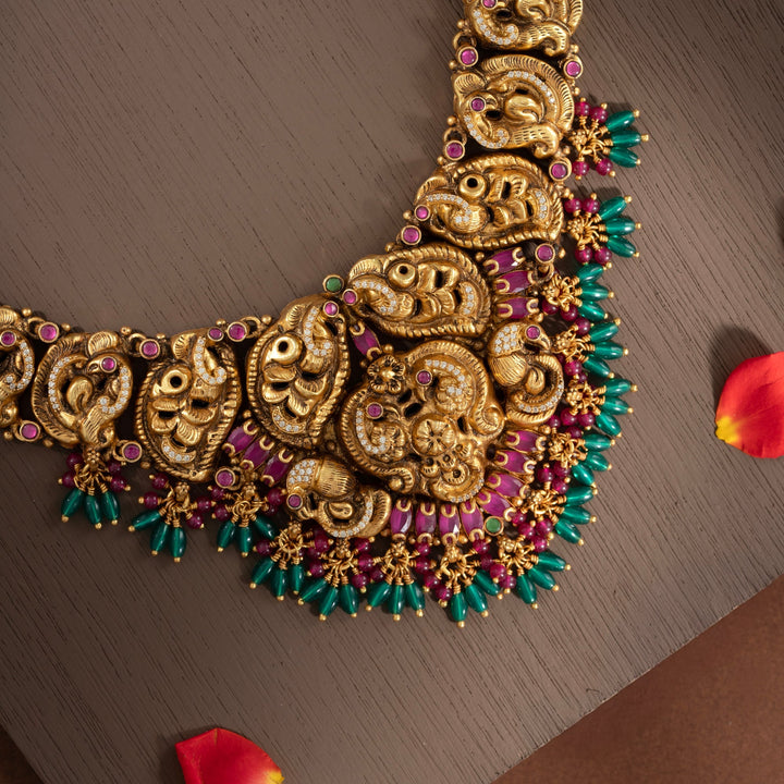 92.5 Silver, Gold Plated,Naksha Pushpini Short Necklace | SHOBITAM