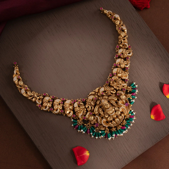 Stunning 92.5 Silver, Gold Plated Pankajini Necklace