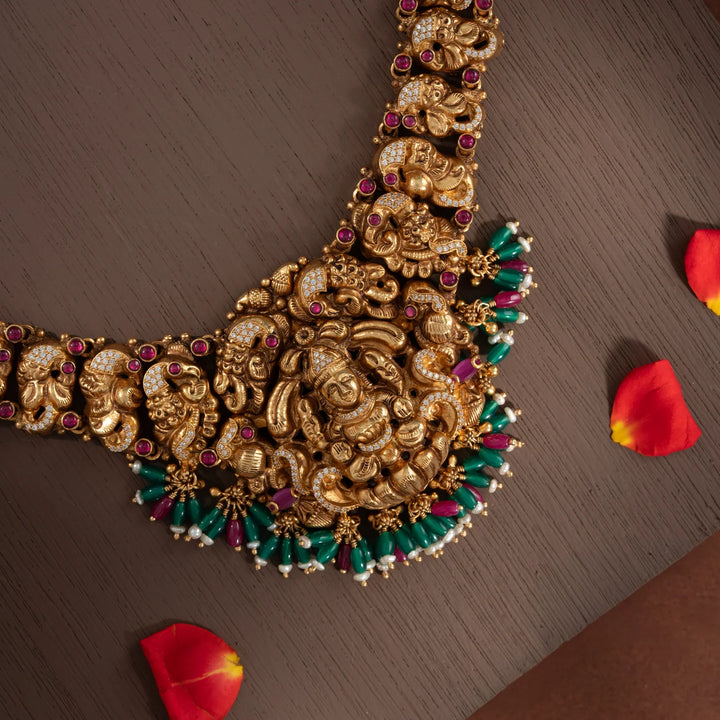 Stunning 92.5 Silver, Gold Plated Pankajini Necklace