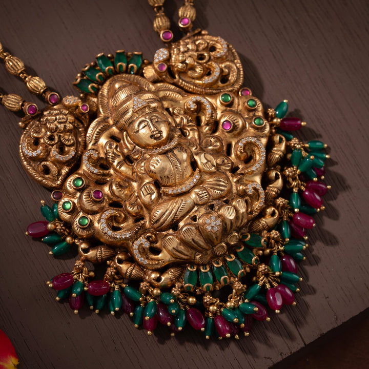 92.5 Silver, Gold Plated,Manoharini Haar Necklace | SHOBITAM