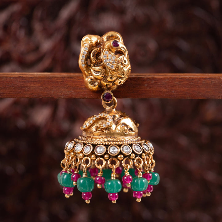 92.5 Silver, Gold Plated,Naksh Plumira Jhumki | SHOBITAM