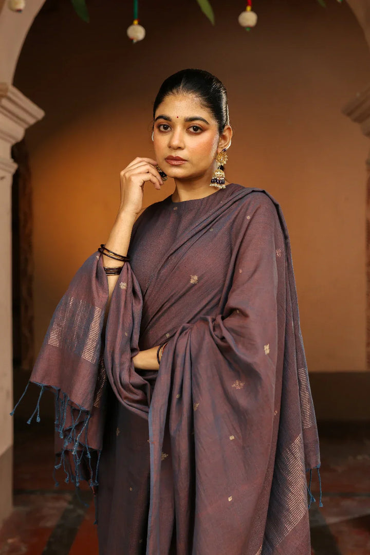 Handloom Coca Cola Pure Cotton Zari Jamdani Kurta Set With Dupatta