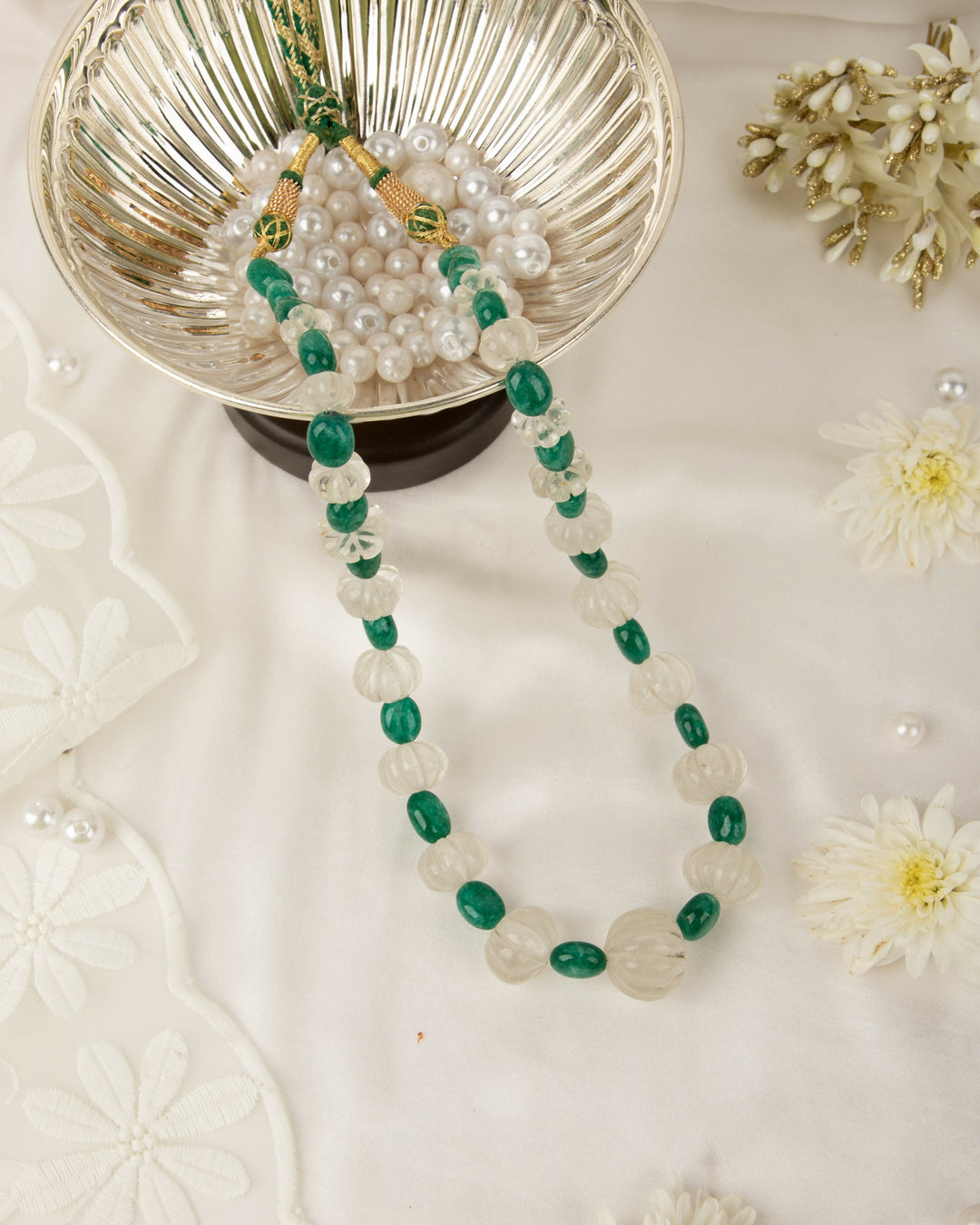Clear Topaz Grove – Aventurine Harmony Mala | SHOBITAM