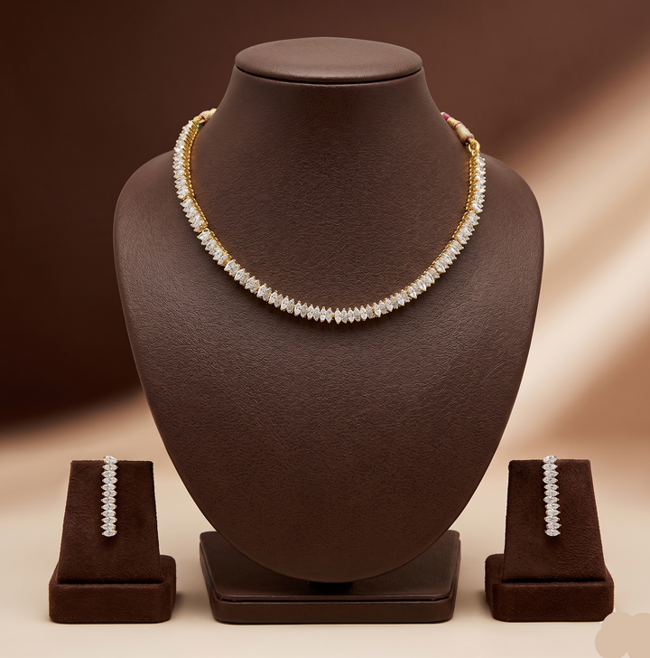 Celeste Spark White CZ Necklace Set | SHOBITAM