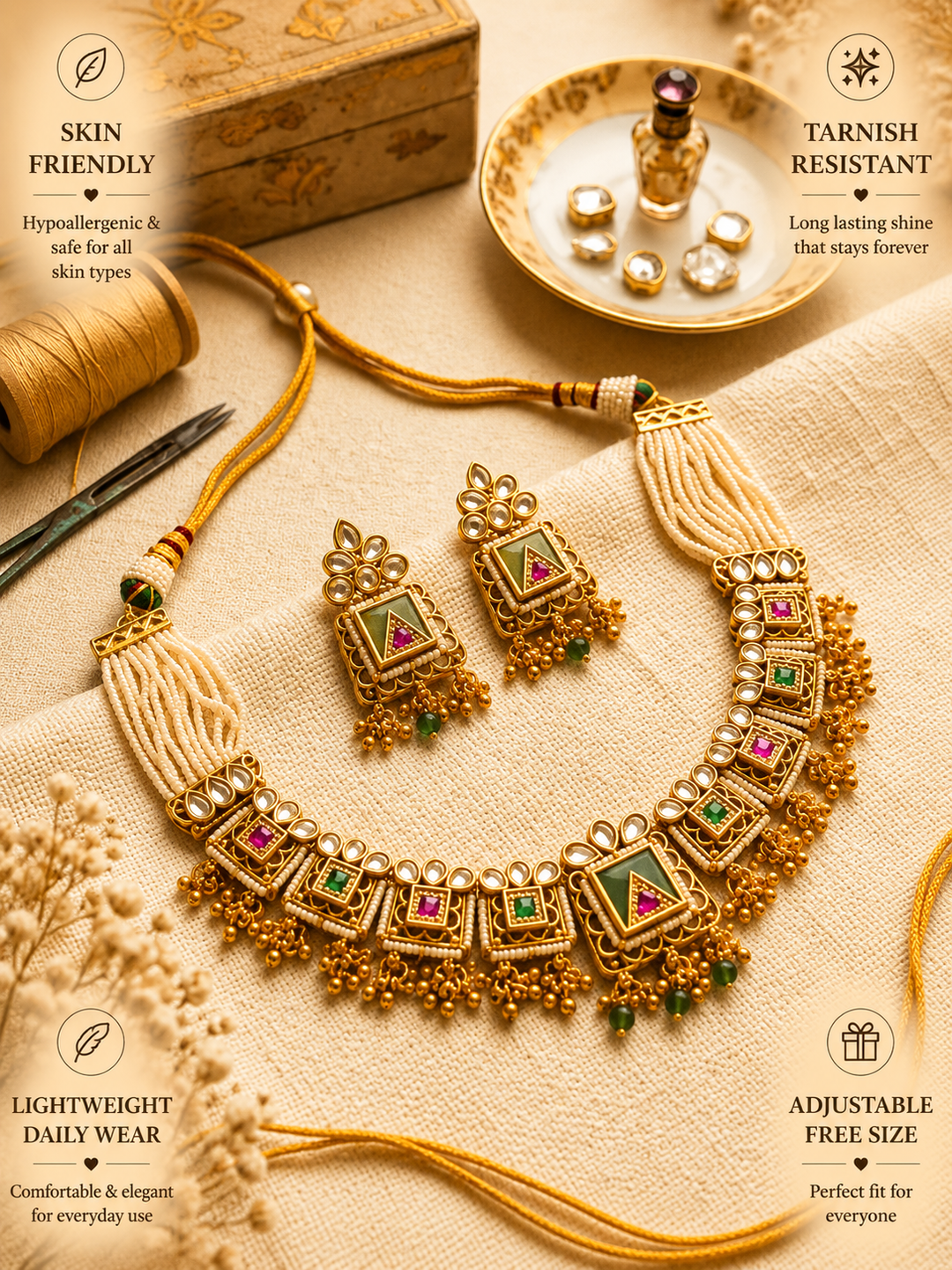 Antique Gold Chorski Necklace Set | SHOBITAM
