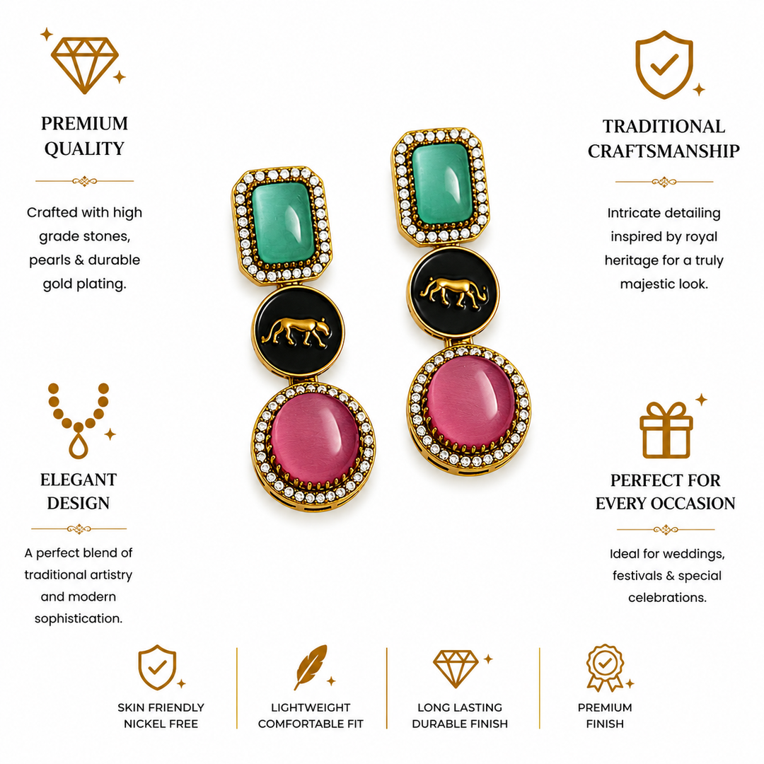 Sabyasachi Inspired Multicolor Stone Statement Earrings | SHOBITAM