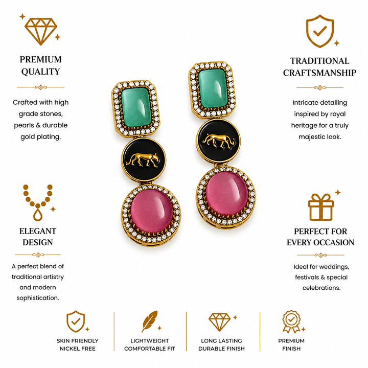 Sabyasachi Inspired Multicolor Stone Statement Earrings | SHOBITAM