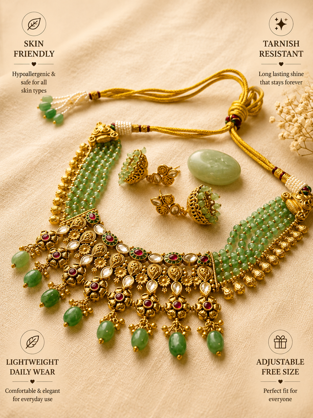 Gold Chorski Necklace Set | SHOBITAM