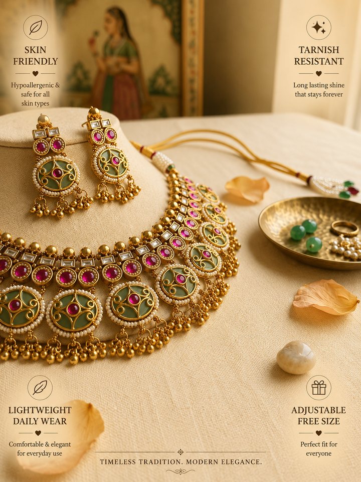 Gold Bridal Necklace Set | SHOBITAM