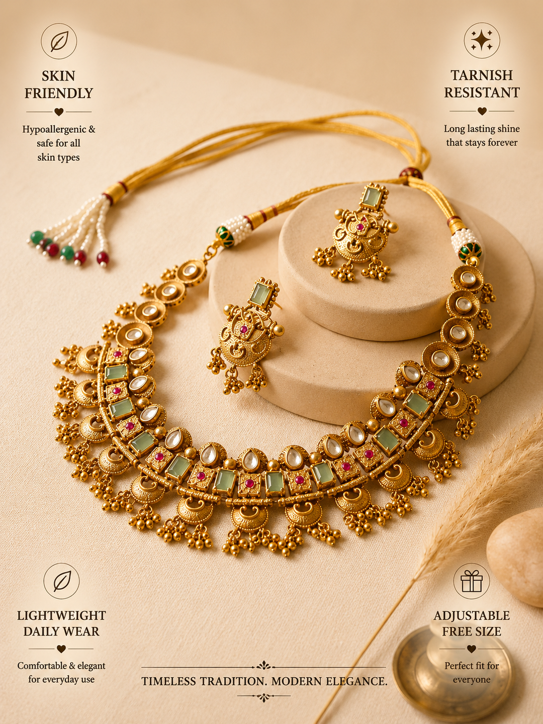 Gold Mini Choker Necklace Set | SHOBITAM