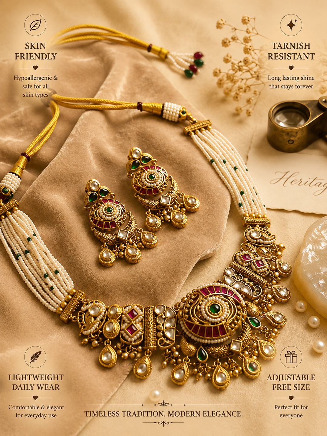 Gold Wedding Choker Necklace Set | SHOBITAM