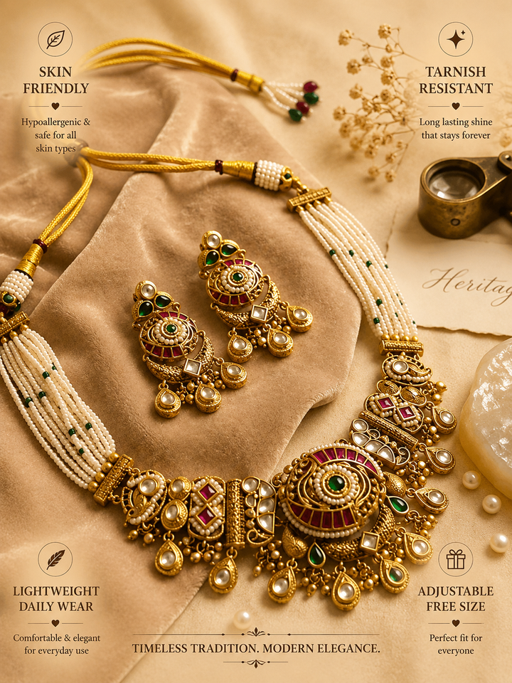 Gold Wedding Choker Necklace Set | SHOBITAM