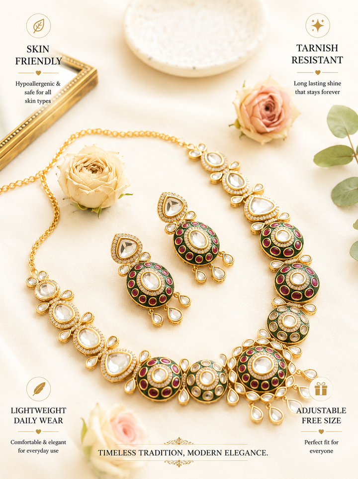 Elegant Style Gold Plated Necklace Set | SHOBITAM