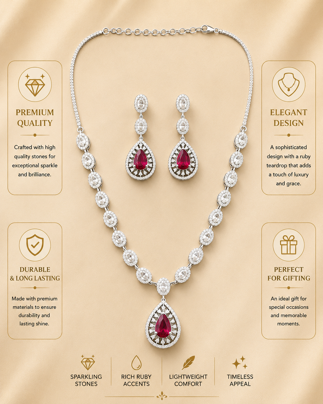 Silver Plated Green Stone Jewellery Set – Luxury Glam | SHOBITAM