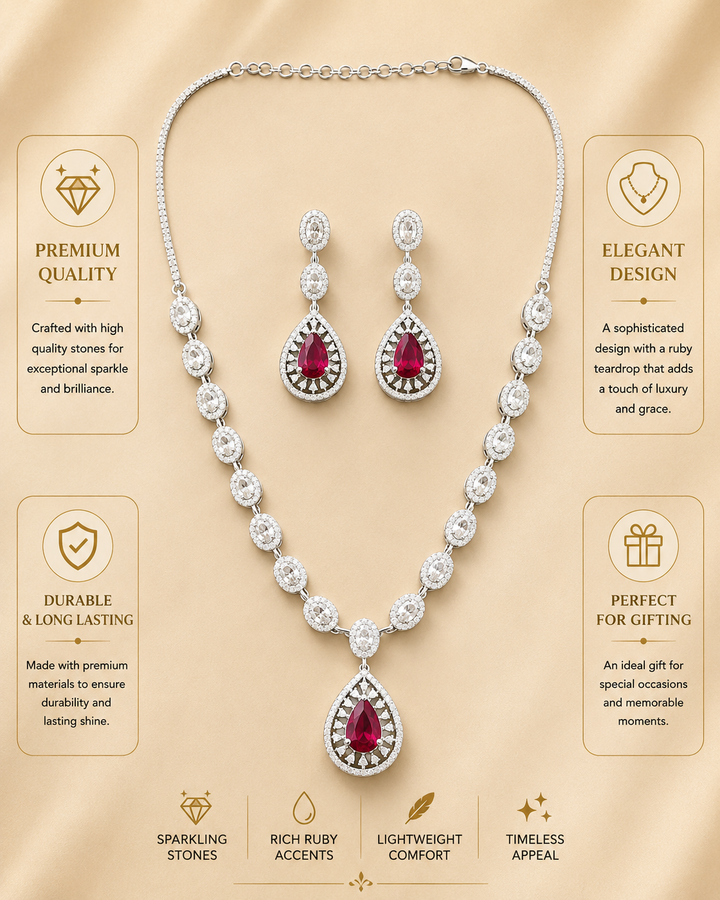 Silver Plated Green Stone Jewellery Set – Luxury Glam | SHOBITAM
