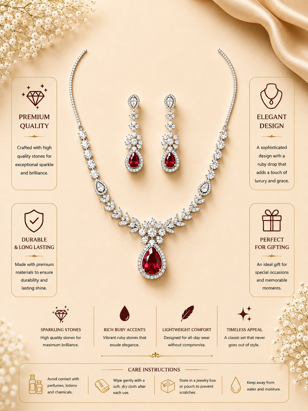 Emerald Teardrop Jewellery Set – Sparkling Regal Glam | SHOBITAM
