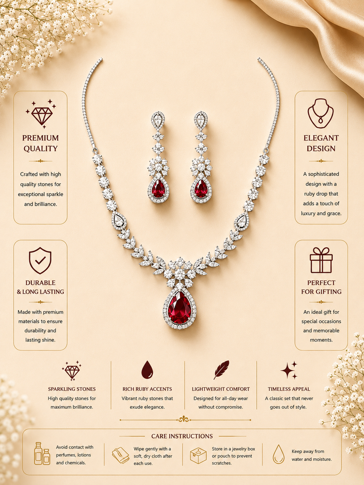 Emerald Teardrop Jewellery Set – Sparkling Regal Glam | SHOBITAM