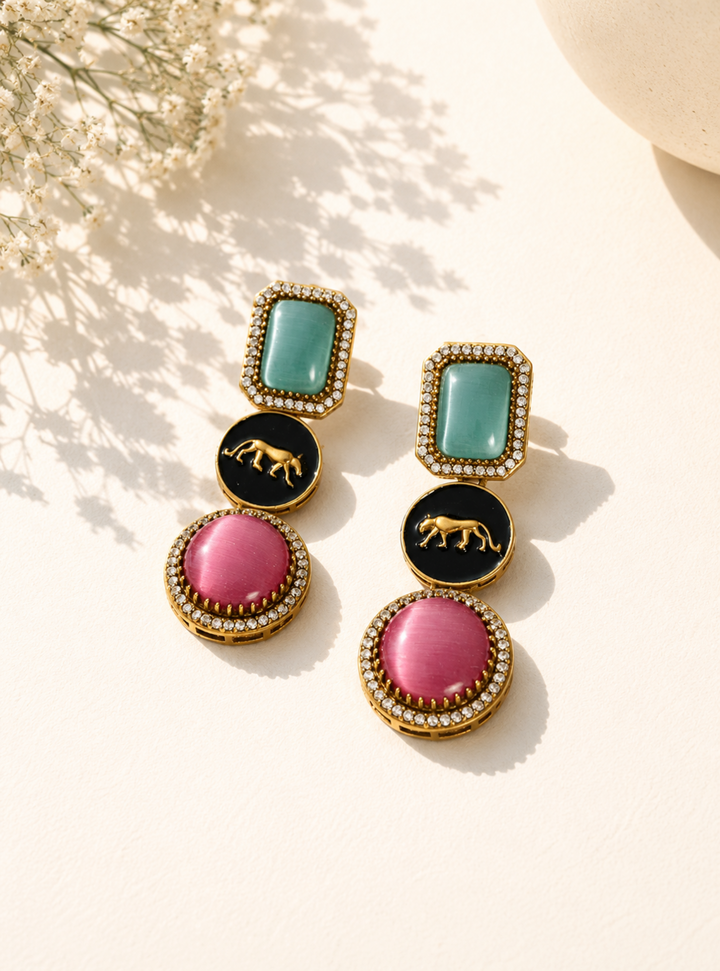 Sabyasachi Inspired Multicolor Stone Statement Earrings | SHOBITAM