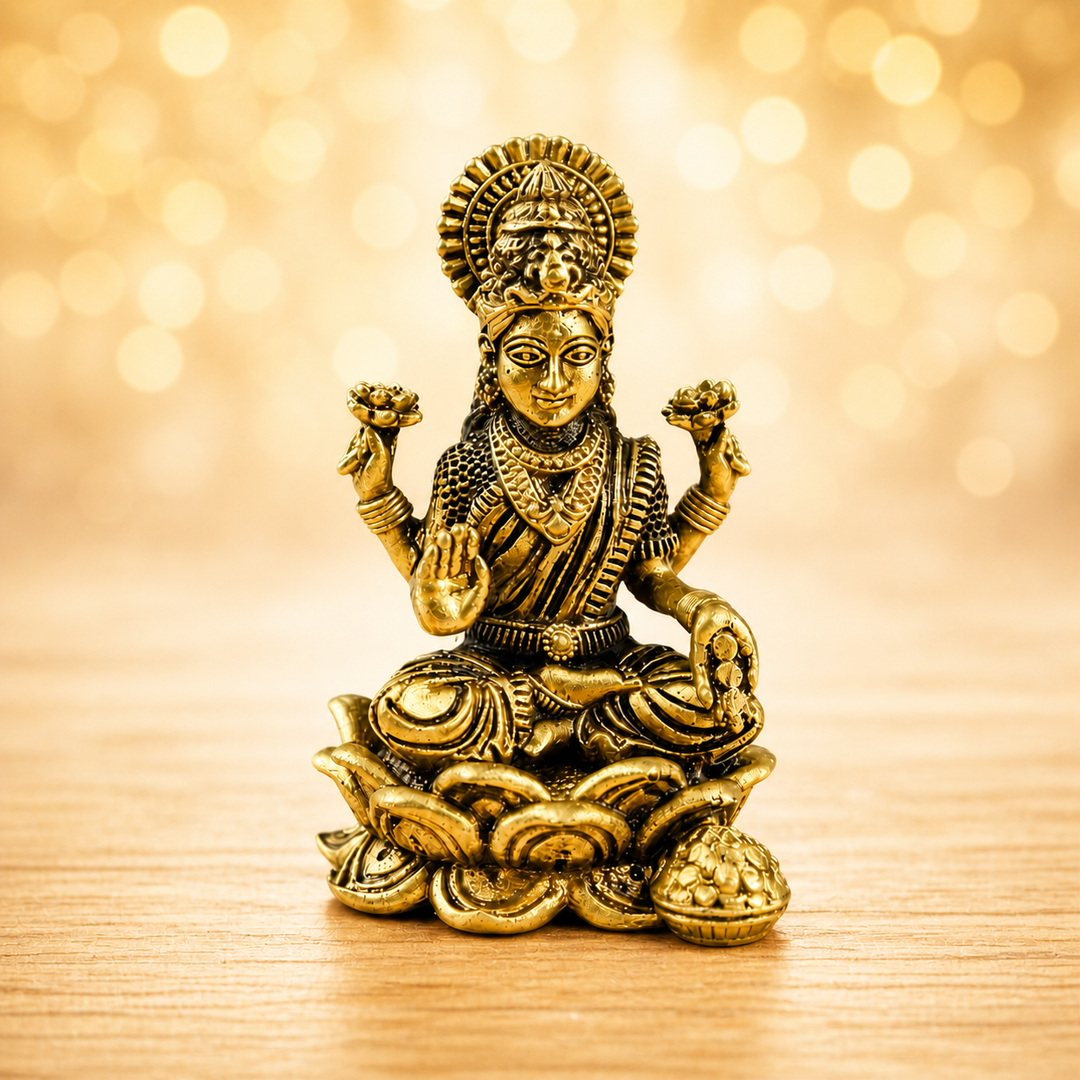 Brass Padma Lakshmi Idol on Lotus Base