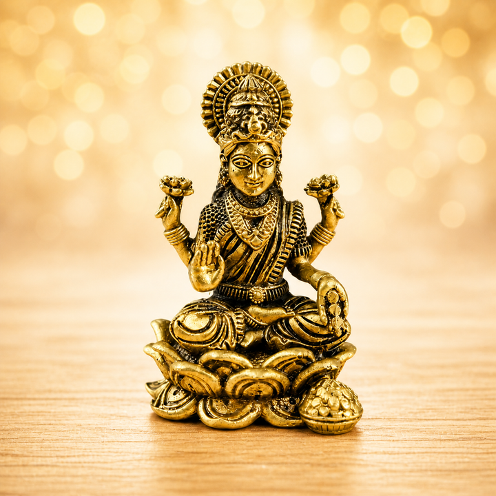 Brass Padma Lakshmi Idol on Lotus Base