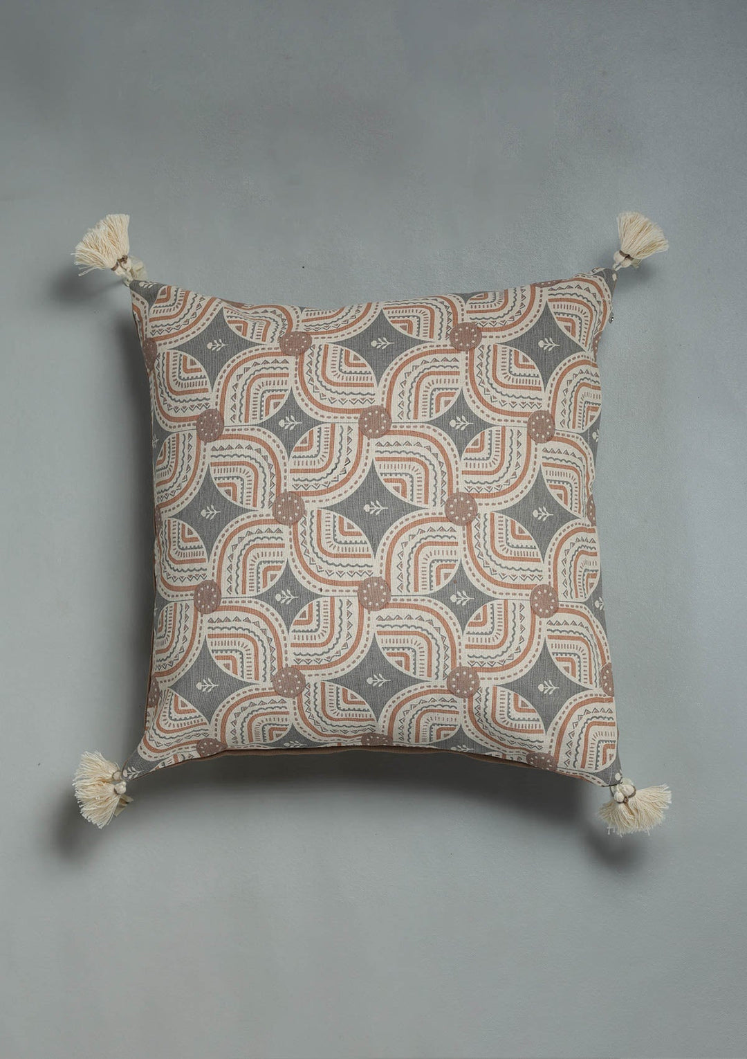 Claro Brown Geometric Printed 100% Cotton Cushion Cover For Sofa | SHOBITAM