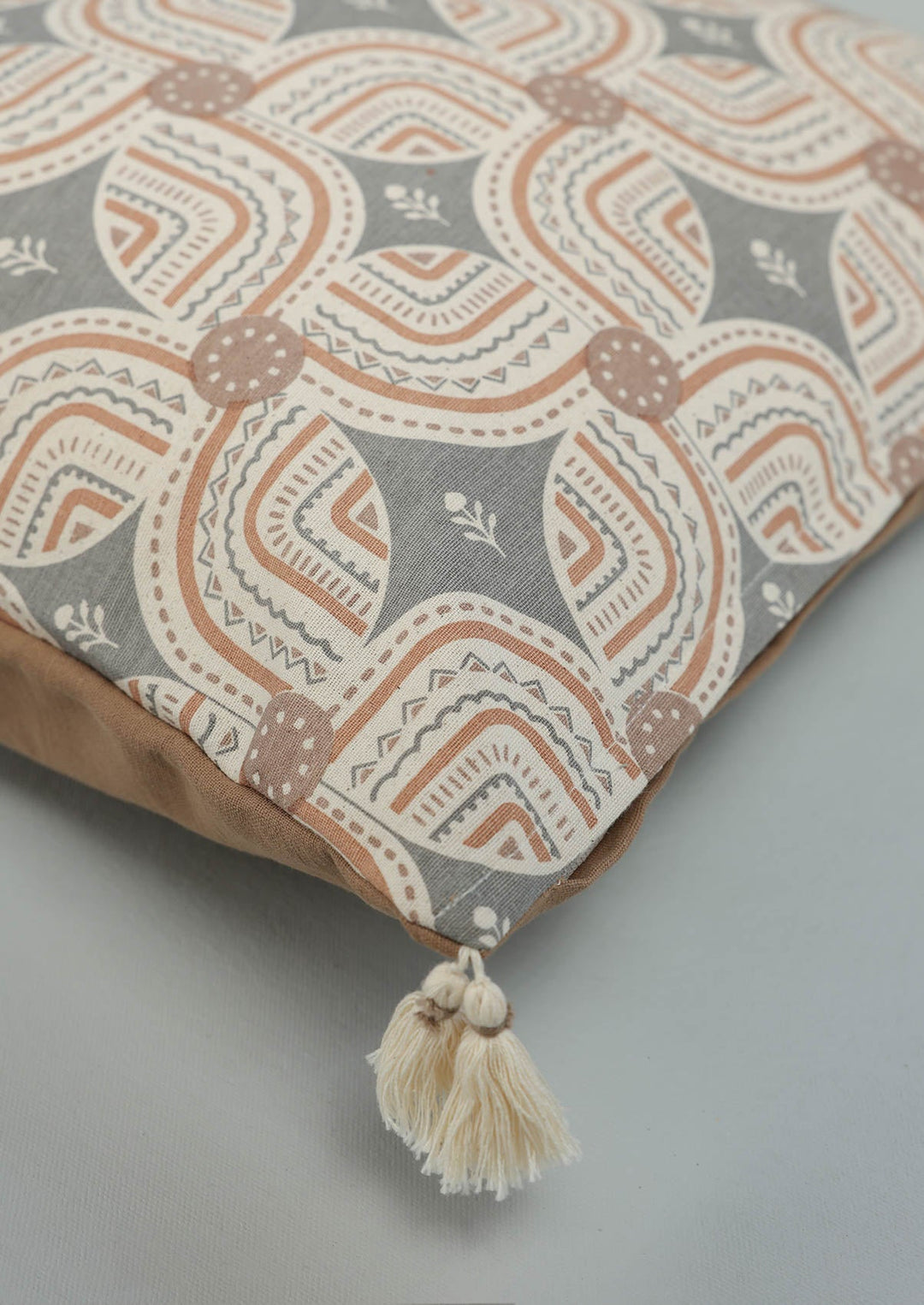 Claro Brown Geometric Printed 100% Cotton Cushion Cover For Sofa | SHOBITAM