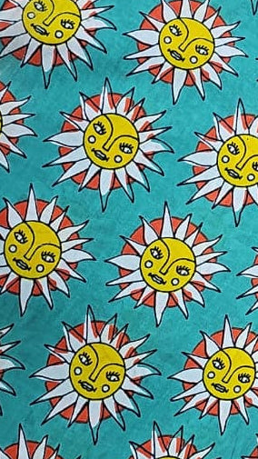 Women's Blue Sun Print Cotton Shorts Co-ord Set Loungewear | SHOBITAM