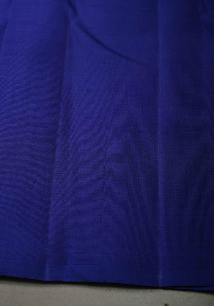 Unique 23" Peacock Blue and Purple Half Border Kanjivaram Pure Silk saree | SILK MARK CERTIFIED | SHOBITAM