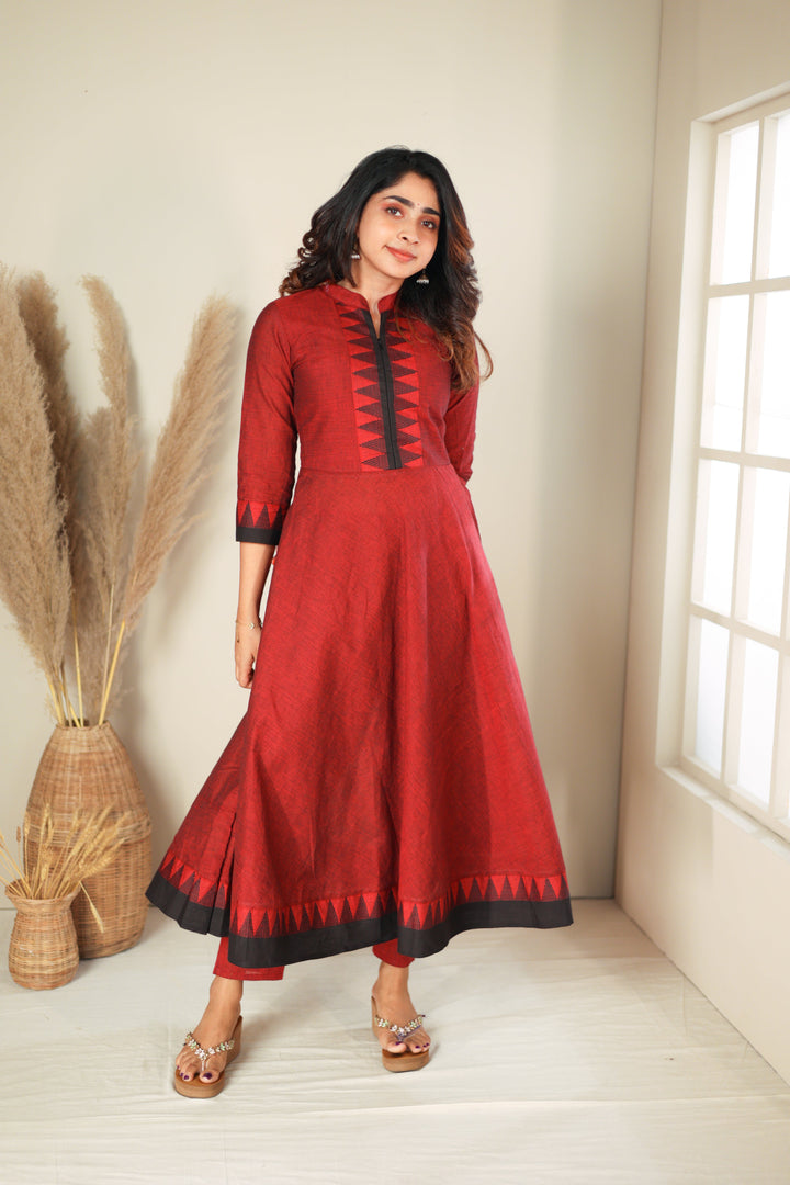 Raiza Maroon & Black 2 PIece Co-ord Set | Made To Order