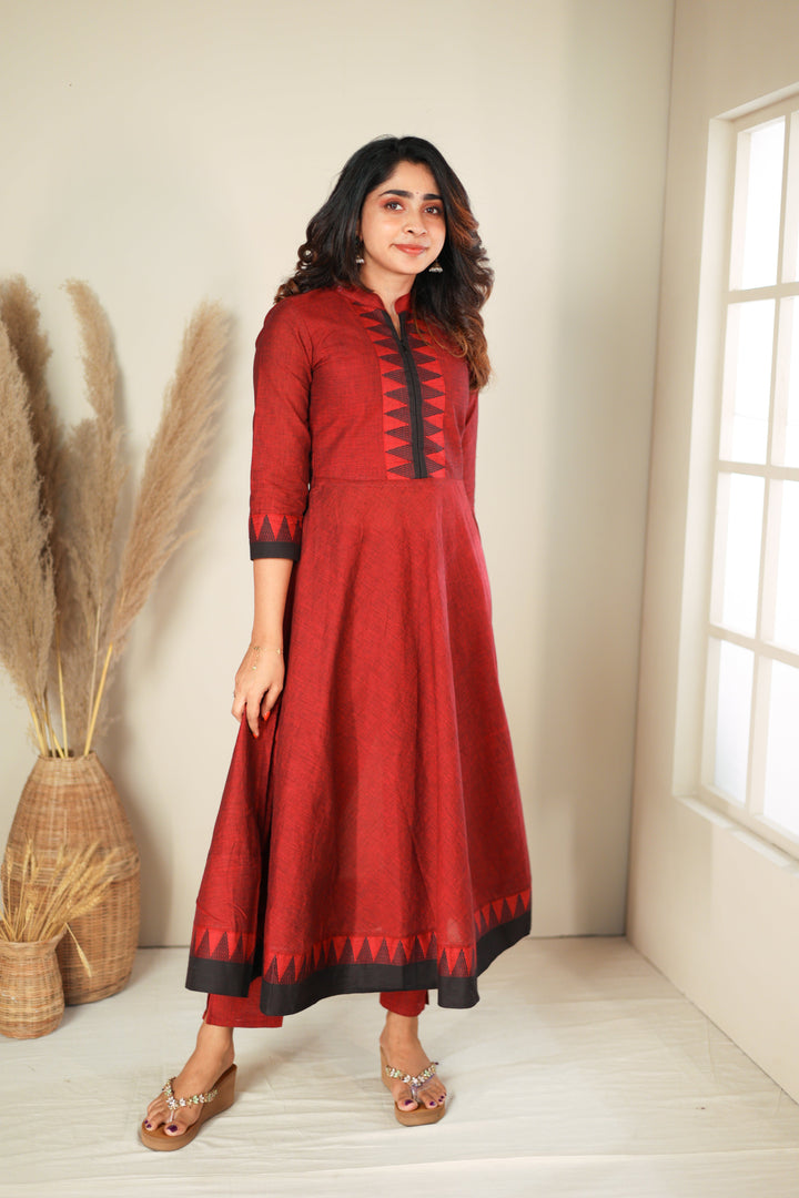 Raiza Maroon & Black 2 PIece Co-ord Set | Made To Order