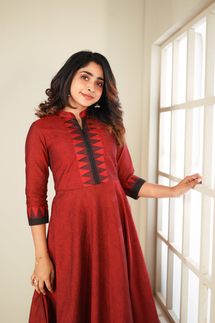 Raiza Maroon & Black 2 PIece Co-ord Set | Made To Order