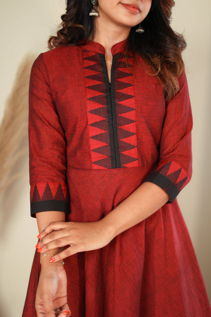 Raiza Maroon & Black 2 PIece Co-ord Set | Made To Order