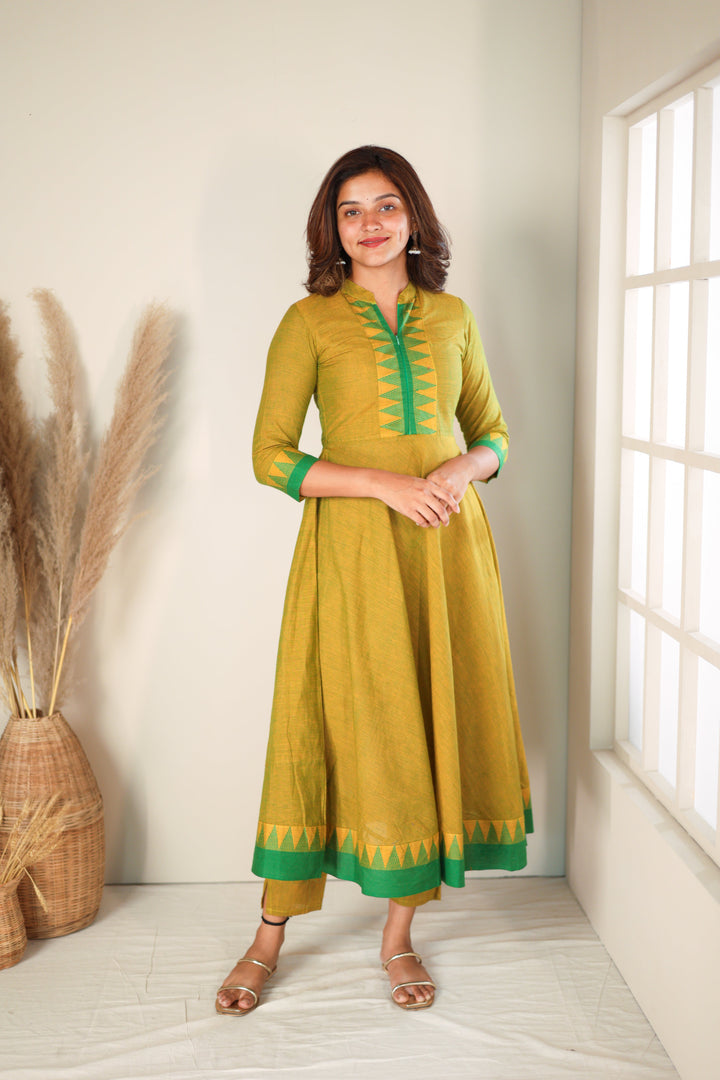 Raiza Mustard Brown & Green Co-ord Set | Made To Order