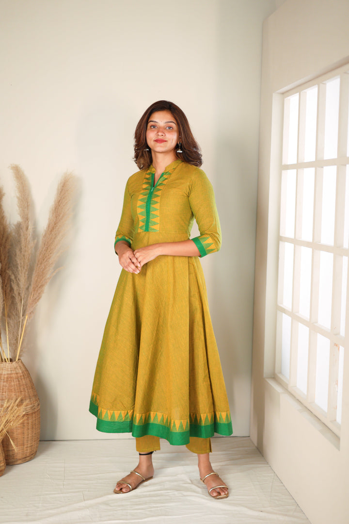 Raiza Mustard Brown & Green Co-ord Set | Made To Order