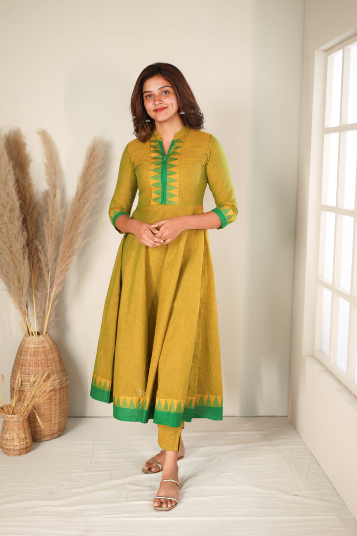 Raiza Mustard Brown & Green Co-ord Set | Made To Order