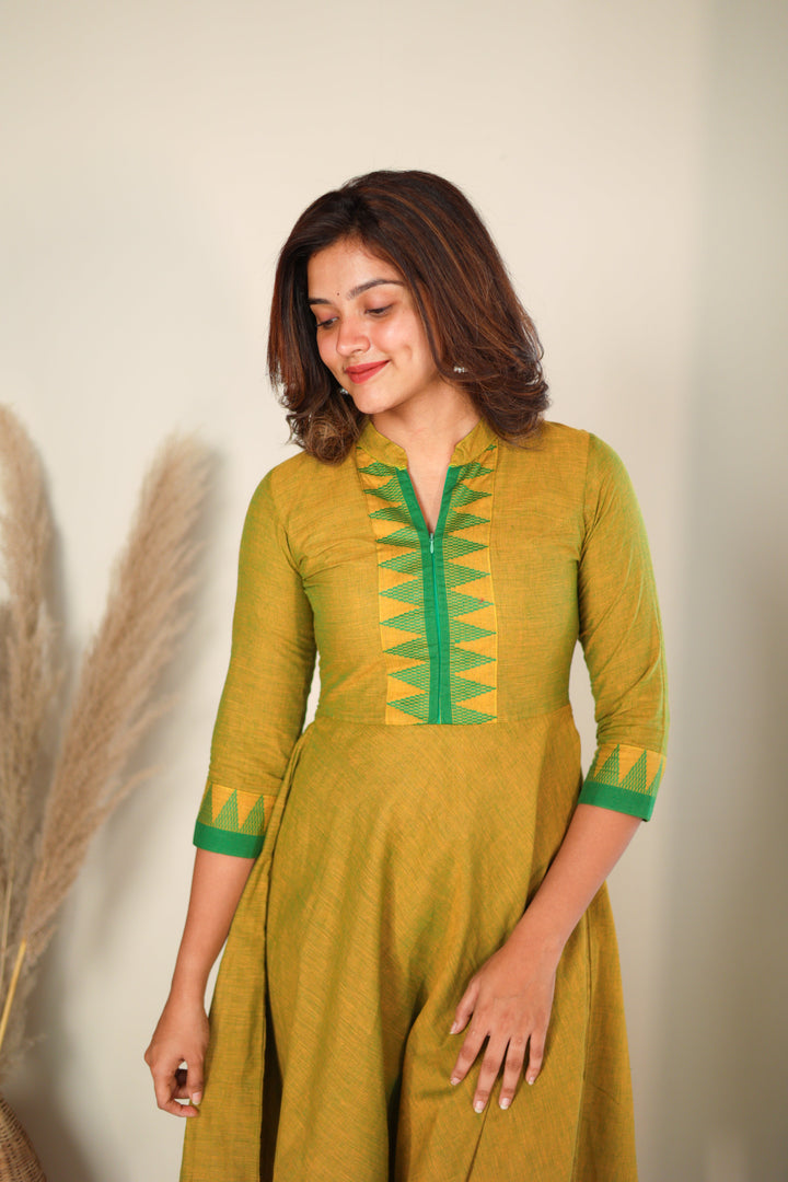 Raiza Mustard Brown & Green Co-ord Set | Made To Order