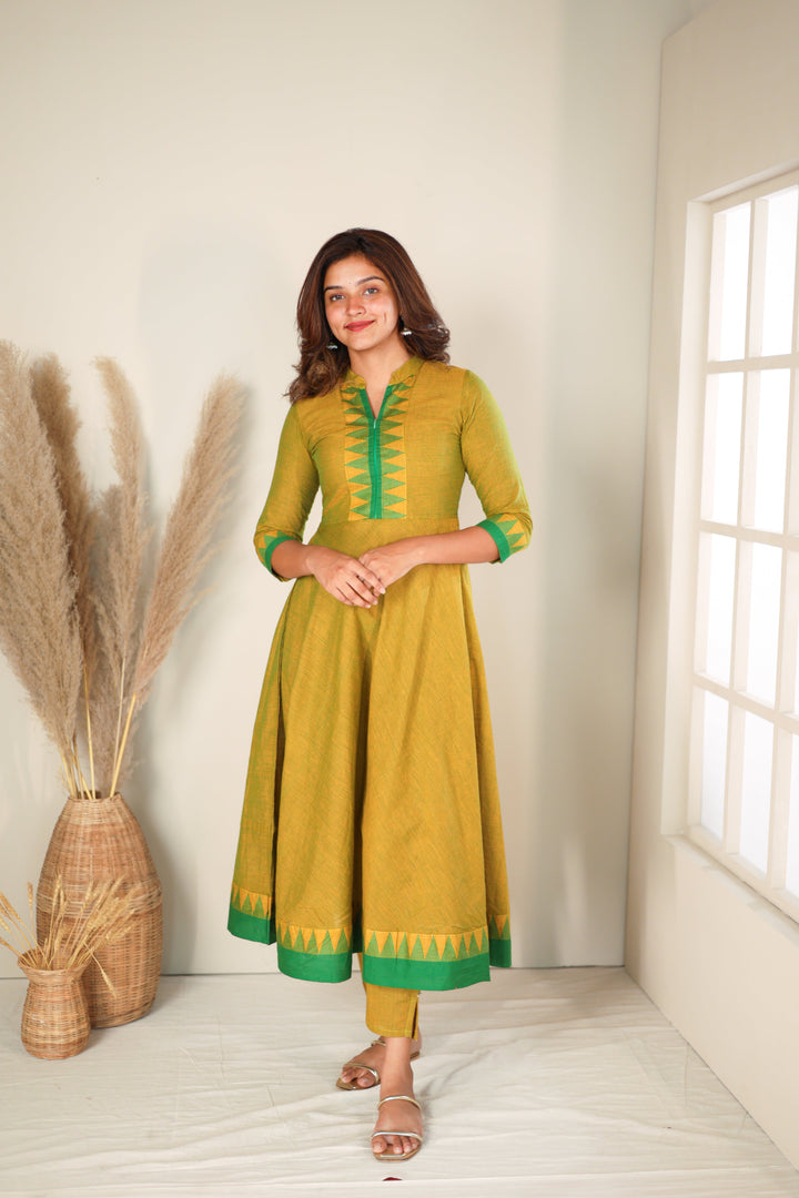 Raiza Mustard Brown & Green Co-ord Set | Made To Order