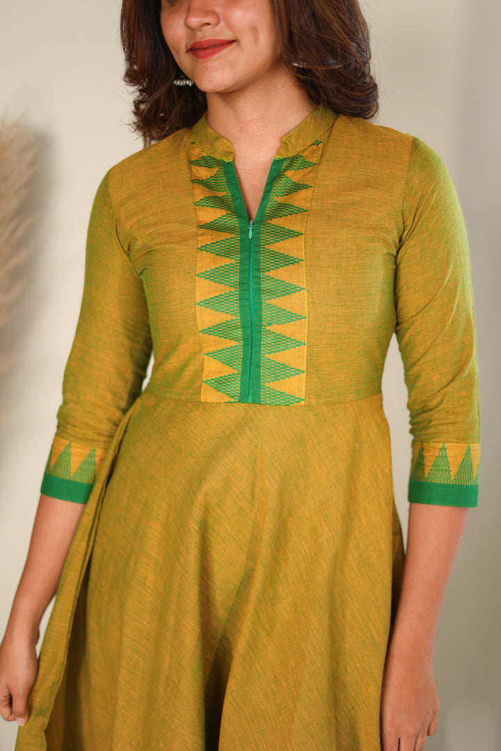 Raiza Mustard Brown & Green Co-ord Set | Made To Order