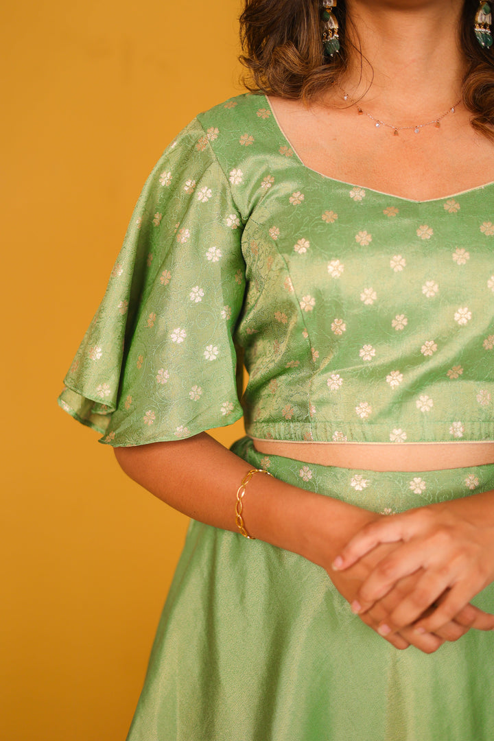 Farina Mint Green Crop top & Skirt | Made To Order