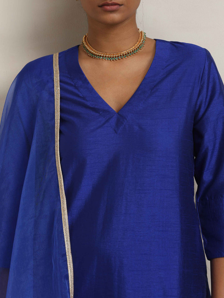 Electric Blue Sharara Dupatta Set | SHOBITAM