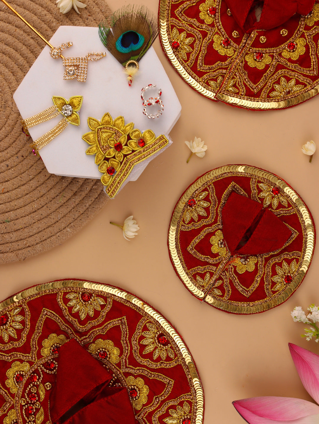 Maroon Divya Raas Laddu Gopal Poshak