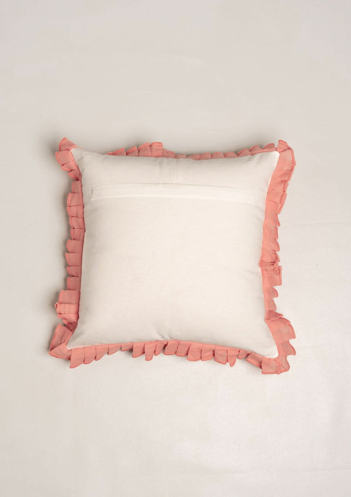 Persian Floral 100% Cotton Cushion Cover for Sofa - Blush Pink 16 x 16