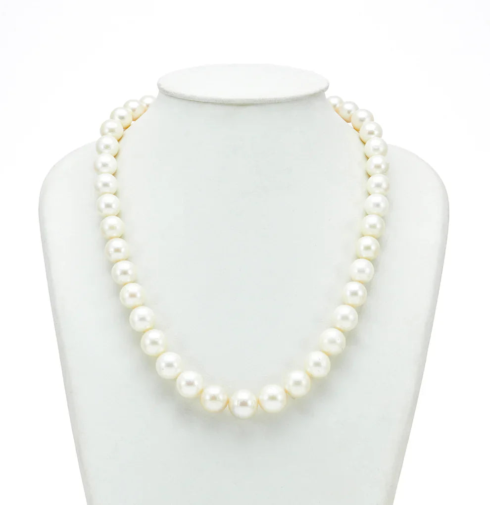 10.0-11.0mm Near Round White South Sea Pearls Necklace Set - A Quality