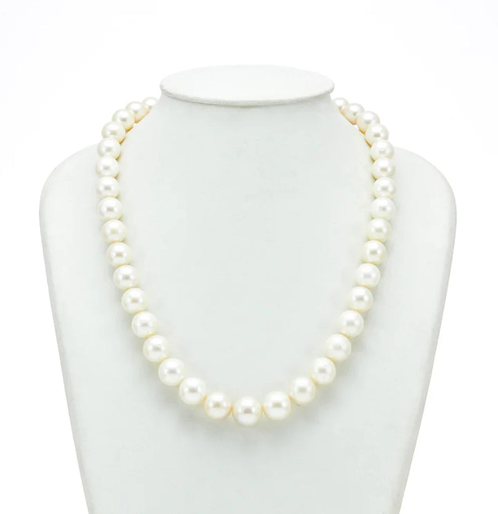 10.0-11.0mm Near Round White South Sea Pearls Necklace Set - A Quality