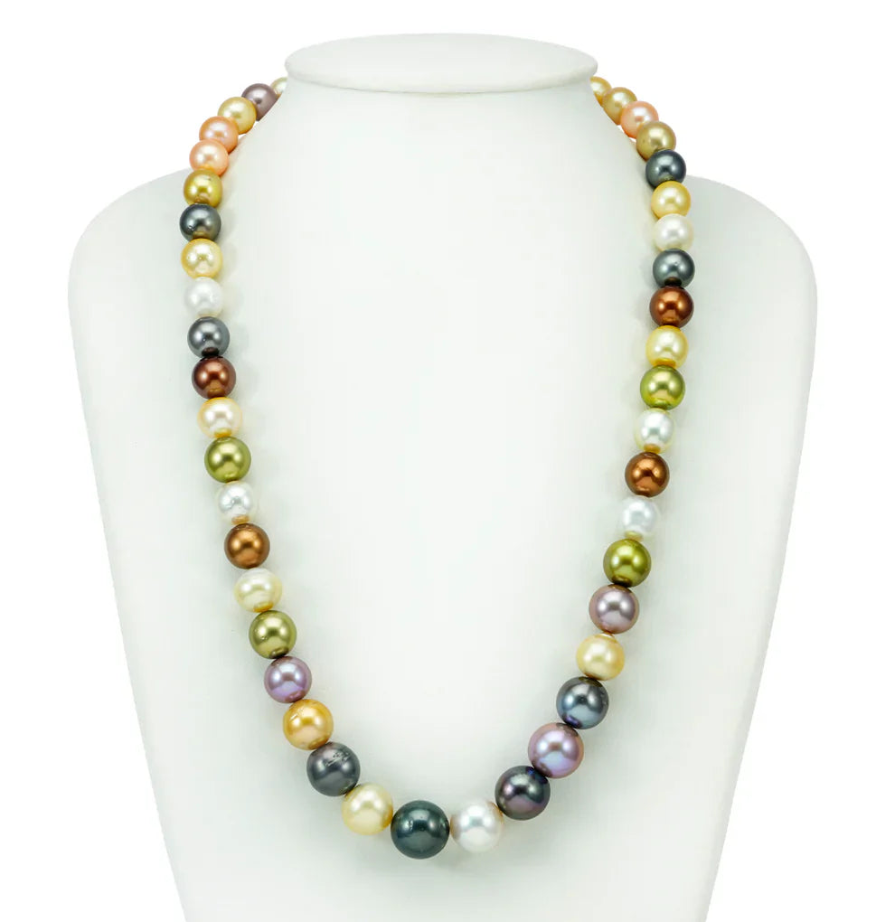 8.0-14.0mm Superior Multicolor South Sea Pearl Necklace Set -A Quality