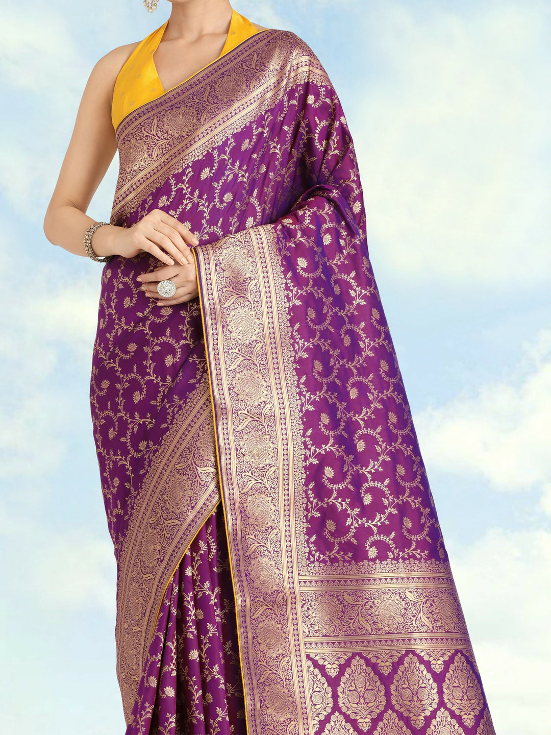 Purple Color Semi Banarasi Silk Saree| Shobitam