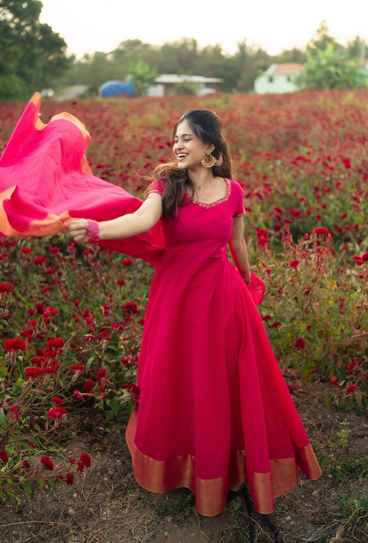 Poorva Anarkali & Dupatta – Festive Traditional Wear | South Indian Ethnic Wear Express | SHOBITAM