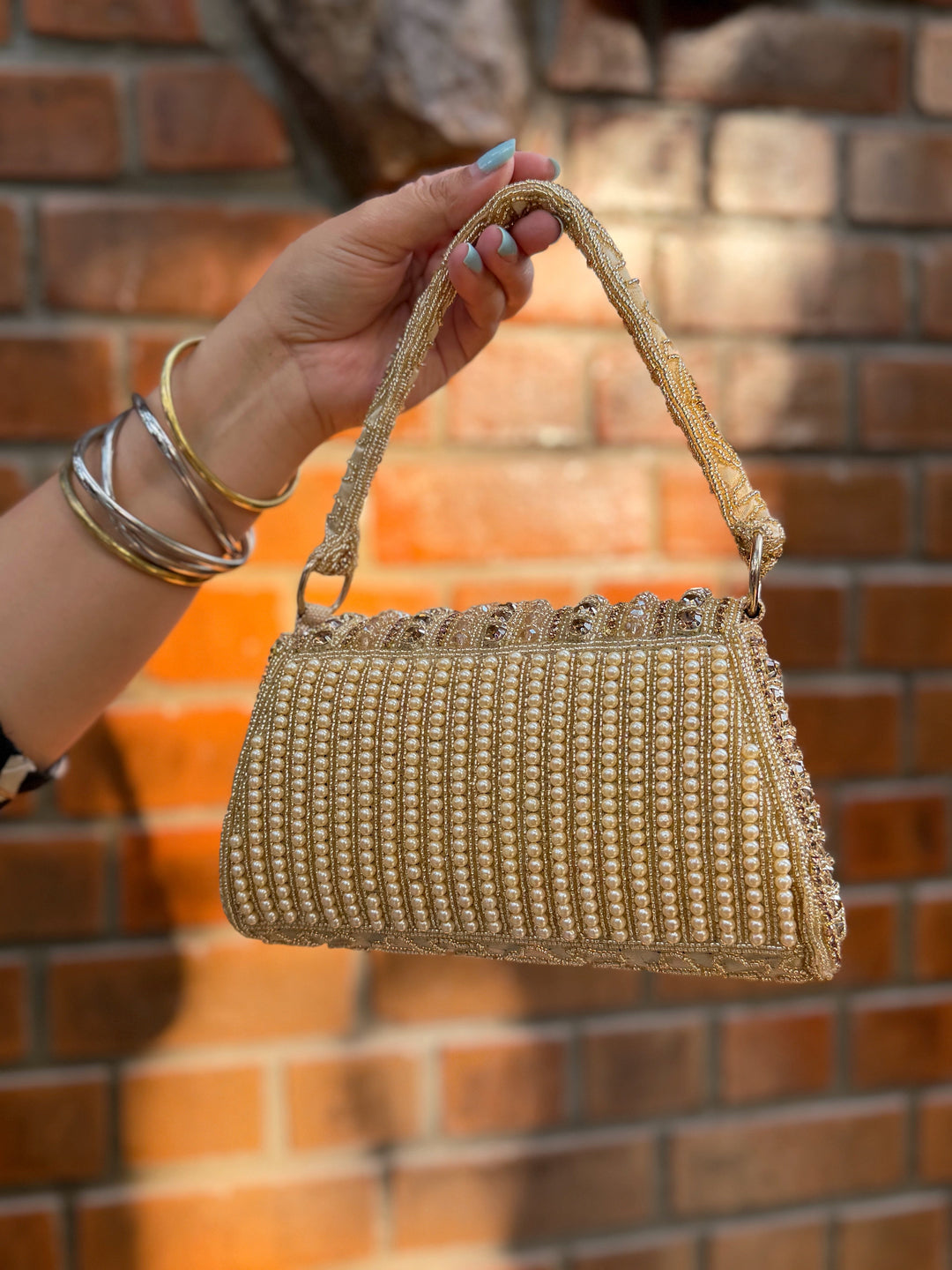 GOLDEN GIRL Bag with Beads and Embroidery