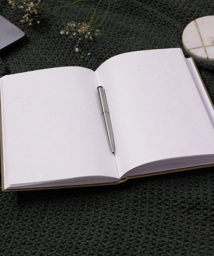 Wood Free, Cotton Paper Brown Floral Hand Embroidered Diary With Handmade Paper,100 Pages